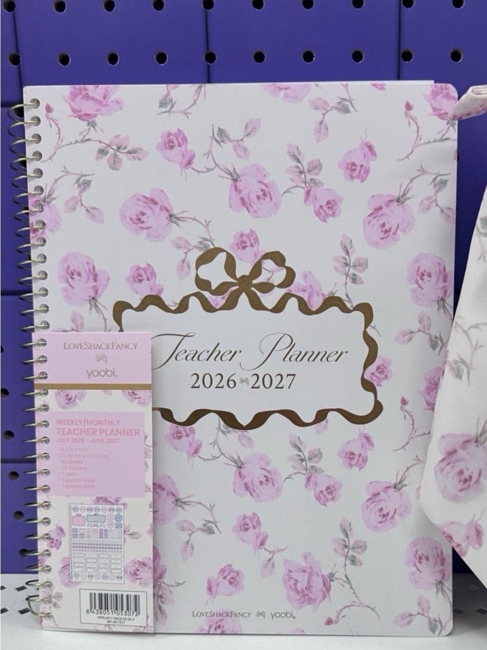LoveShackFancy x Yoobi Ribbon Rosa Monthly and Weekly Teacher Planner